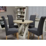 Z Painted Round Dining Table with Smoke Oak Top